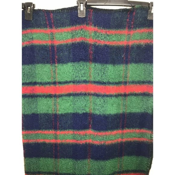 San Marcos Plaid Green Red Blue Blanket Throw Stadium 45 x 72 Acrylic Mexico - Picture 1 of 5
